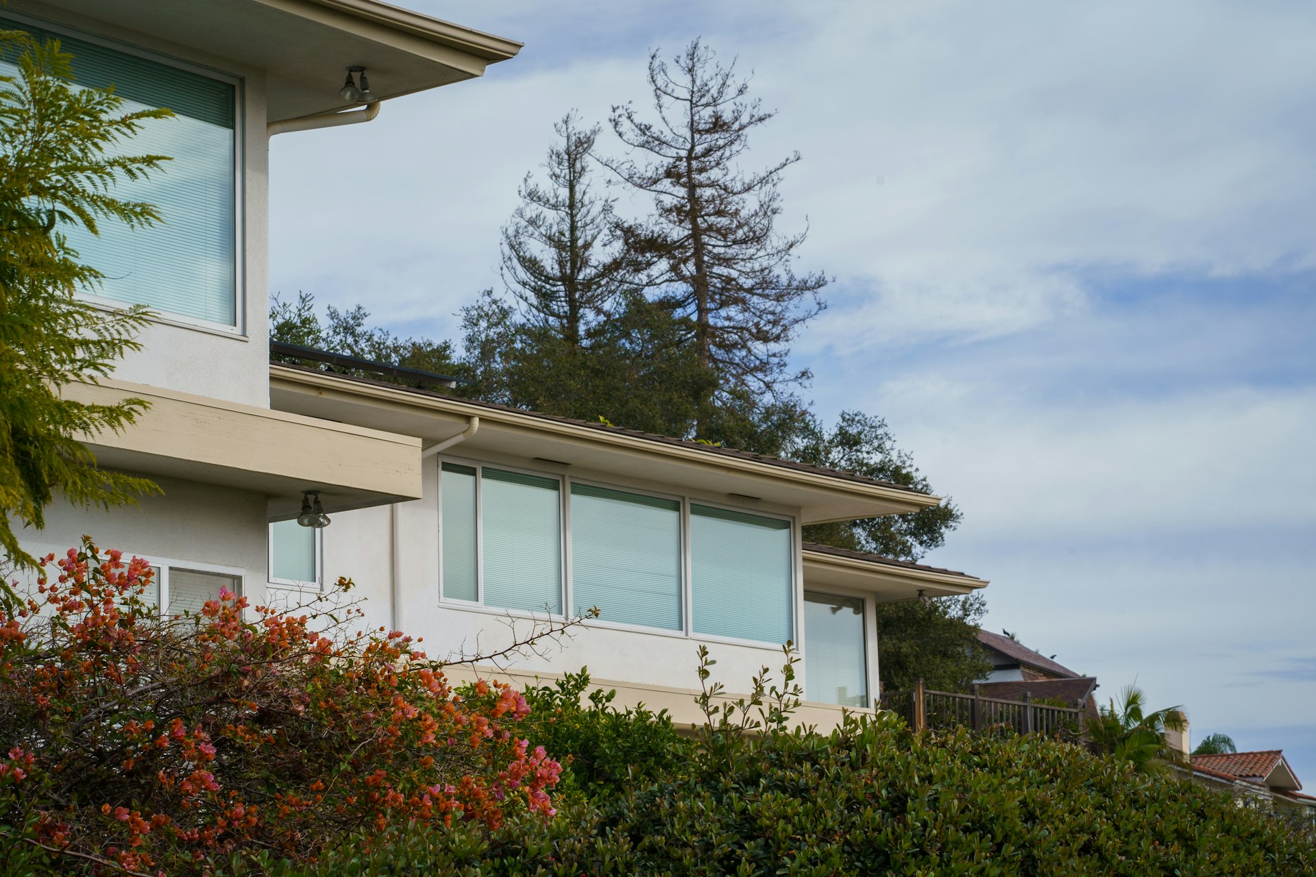 a view of a house with a tree in the background